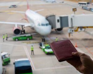 شخص يحمل نموذج طائرة صغيرة بيده، يرمز لعمليات الشحن والتخليص الجمركي في السعودية