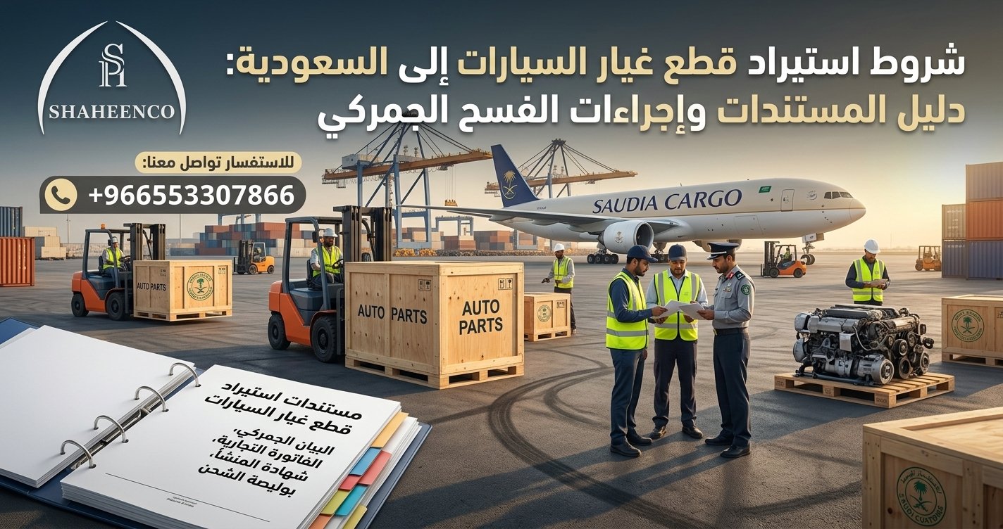 تعرف على شروط استيراد قطع غيار السيارات إلى السعودية، والمستندات المطلوبة ورسوم الجمارك ومتطلبات سابر، مع خدمات عبدالله شاهين للتخليص الجمركي.